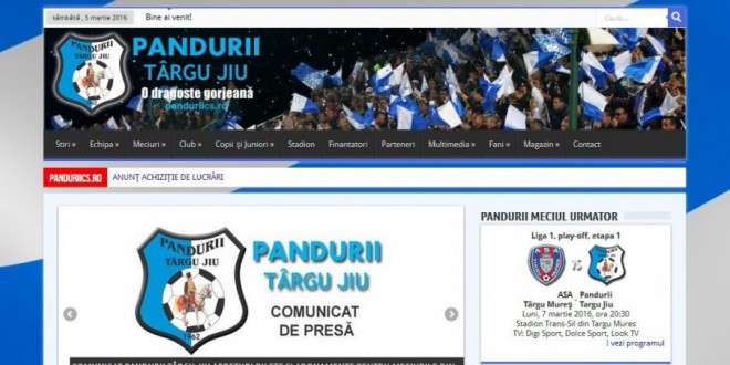 Pandurii se bucură de tot mai mulţi suporteri în mediul on-line, pe site-ul oficial şi facebook