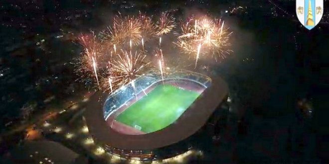 PANDURII TV / FILMARE  CU DRONA A FOCURILOR DE ARTIFICII DE LA INAUGURAREA STADIONULUI